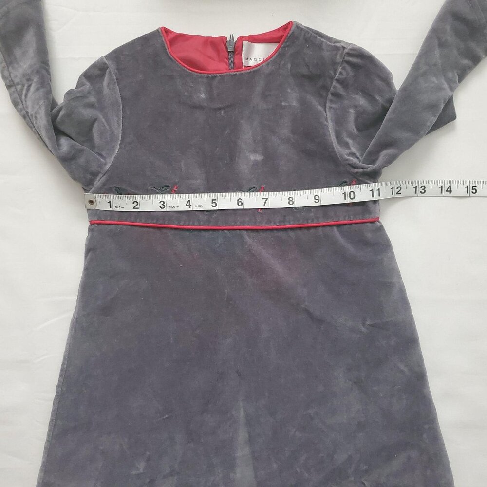 Maggie & Zoe Little Girls Velvet Holly Christmas Holiday Gray Dress With Hat 2T - Picture 11 of 13